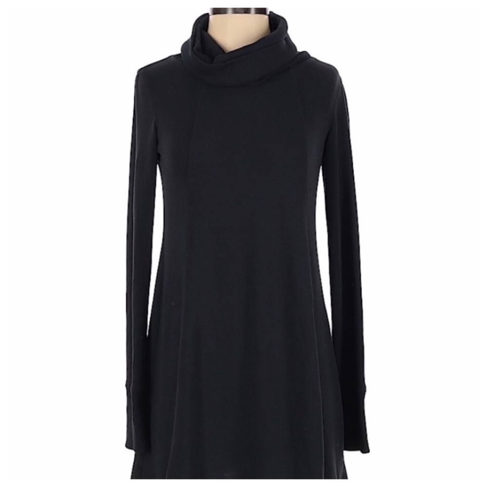 CAbi black cowl neck dress with thumb holes size S
